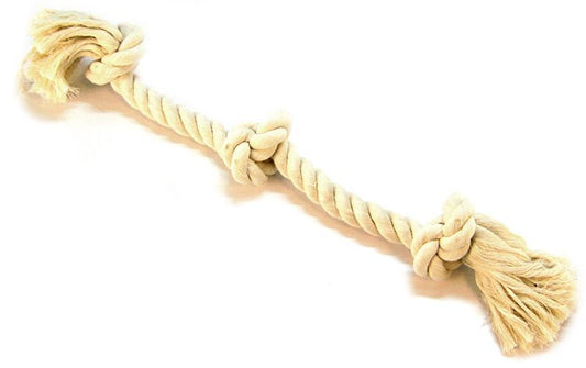 Flossy Chews 3 Knot Tug Toy Rope for Dogs - White image 0