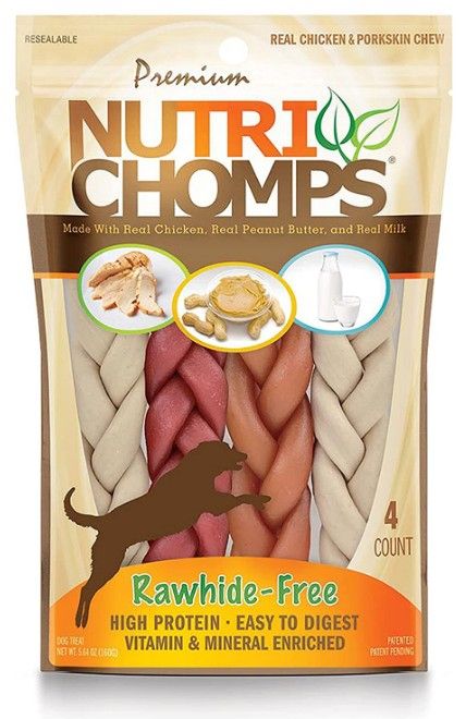Premium Nutri Chomps Rawhide Free Chicken, Peanut Butter, Milk Dog Treats image 0