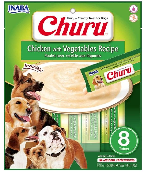 Inaba Churu Chicken with Vegetables Recipe Creamy Dog Treat image 0