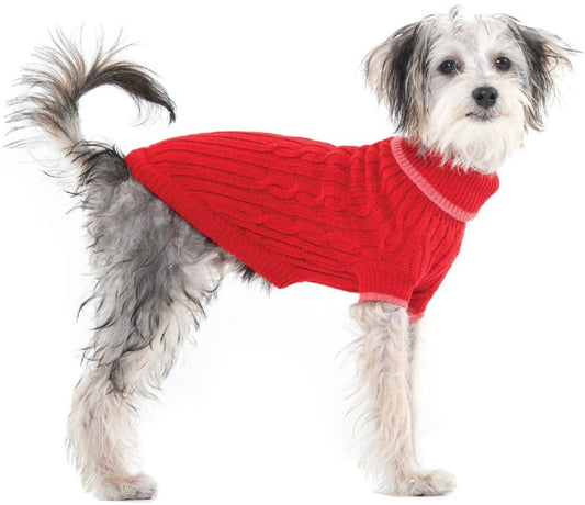 Fashion Pet Cable Knit Dog Sweater - Red image 0