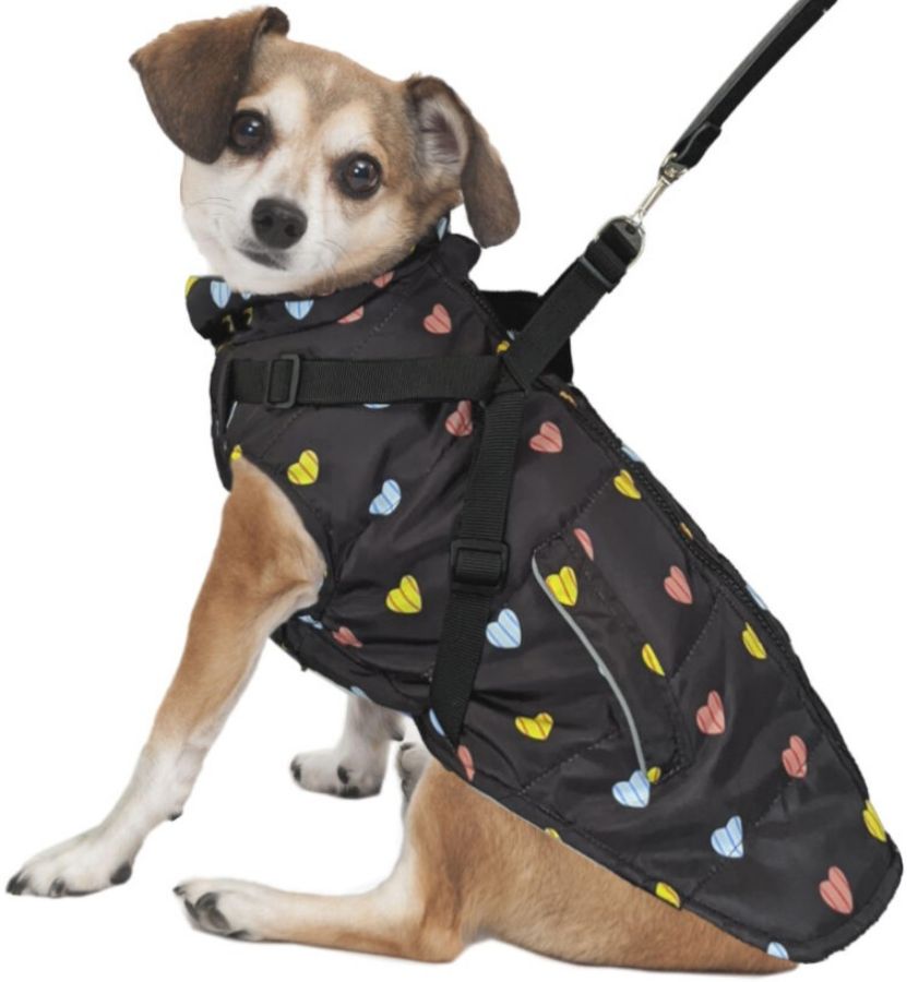 Fashion Pet Puffy Heart Harness Coat Black image 0