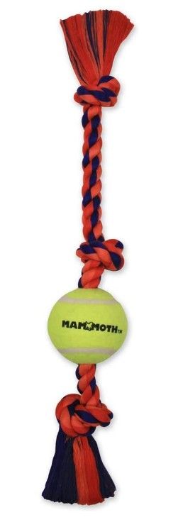 Mammoth Flossy Chews Color 3-Knot Tug with Tennis Ball 20 INCH Medium image 0