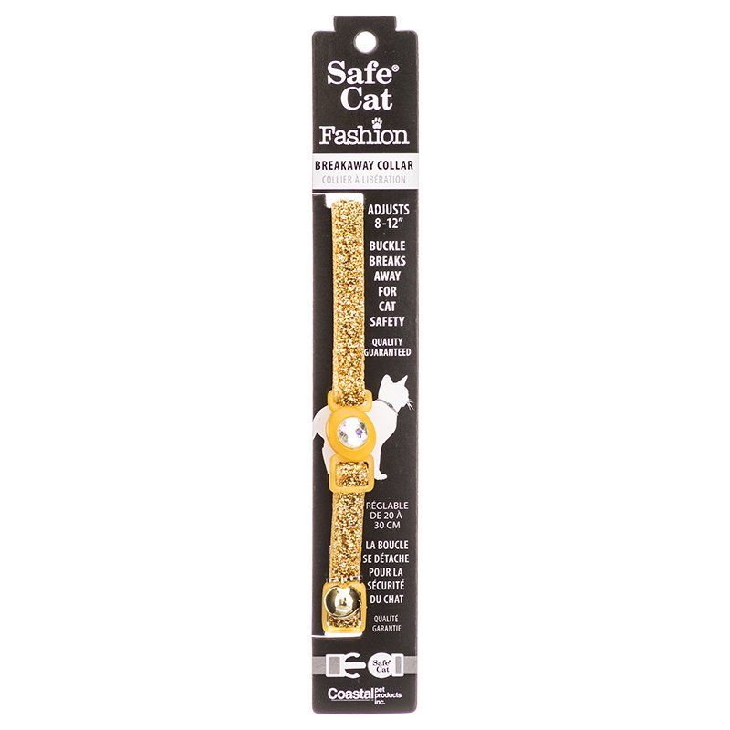 Safe Cat Jeweled Adjustable Breakaway Cat Collar - Gold Glitter image 0
