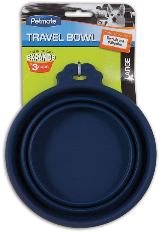 Petmate Round Silicone Travel Pet Bowl Blue image 0