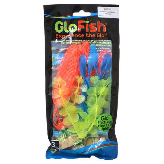 GloFish Aquarium Plant Multipack - Yellow, Orange & Blue image 0