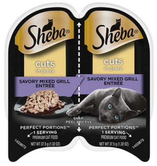 Sheba Perfect Portions Twin Pack Mixed Grill Cuts in Gravy Wet Cat Food - 2.65oz image 0