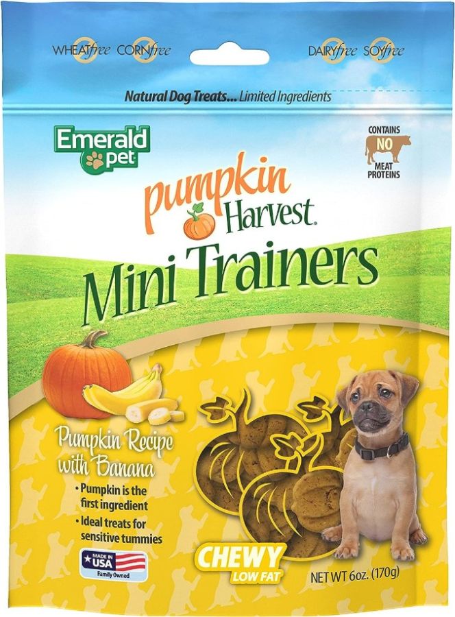 Emerald Pet Pumpkin Harvest Mini Trainers with Banana Chewy Dog Treats image 0