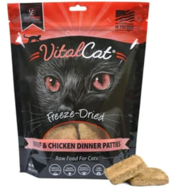 Vital Essentials Beef & Chicken Dinner Patties Freeze-Dried Cat Food - 8 Oz image 0