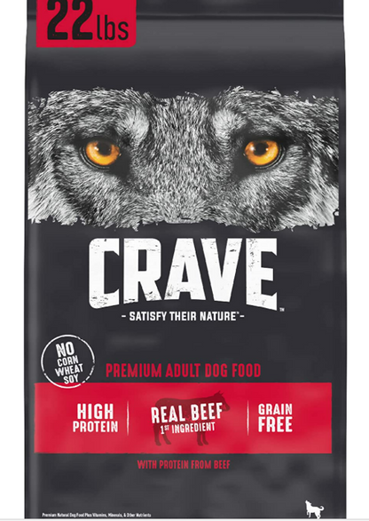 Crave Grain-Free Adult Premium with Protein from Beef Dry Dog Food - 22 lb Bag image 0