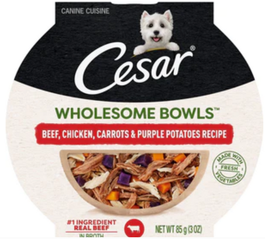 Cesar Wholesome Bowls Beef, Chicken, Purple Potatoes & Carrots - 3.5oz - 10 Pack image 0