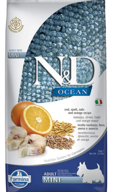 Farmina Ancestral Grain Ocean Codfish & Orange Mini Adult Dry Dog Food - 15.4 lb image 0